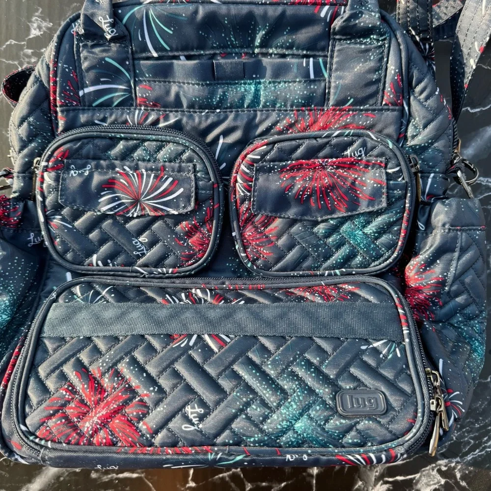 Lug Fireworks Mini Puddle Jumper Crossbody Bag Quilted Travel Luggage Carry On - Picture 2 of 10